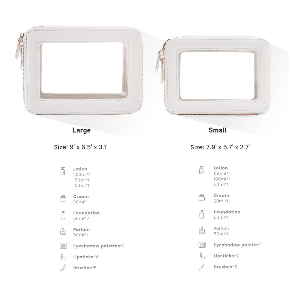 Aveniee Clear Makeup Bag Organizer open section demonstrates spacious interior.