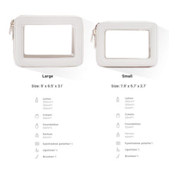 Aveniee Clear Makeup Bag Organizer open section demonstrates spacious interior.