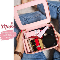 Aveniee waterproof cosmetic pouch features a durable surface for easy cleaning.