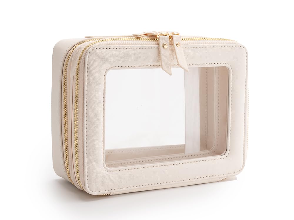 Aveniee white travel cosmetic bag in use for everyday carry.