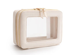 Aveniee white travel cosmetic bag in use for everyday carry.