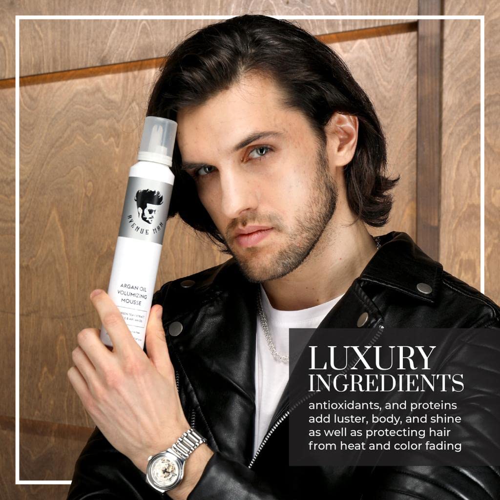 Avenue Man Argan Oil Mousse frizz-control supports polished style