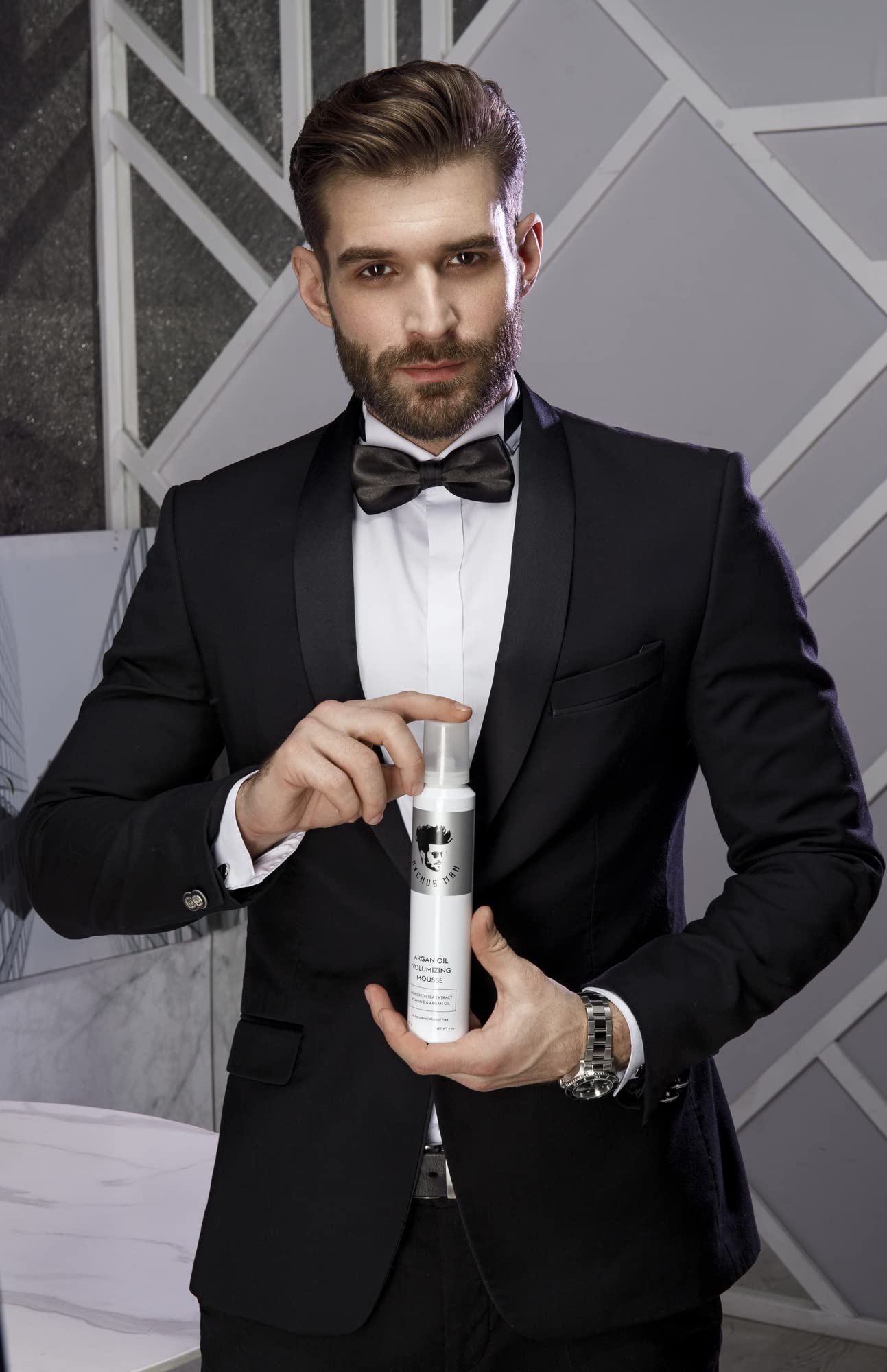 Avenue Man Argan Oil Mousse hair-do offers long-lasting hold