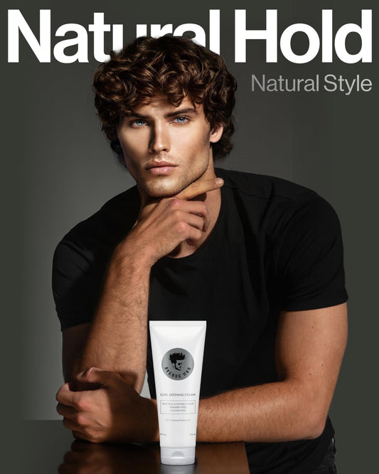 Avenue Man Curl Defining Cream bottle pour demonstrates lightweight hold for all hair types