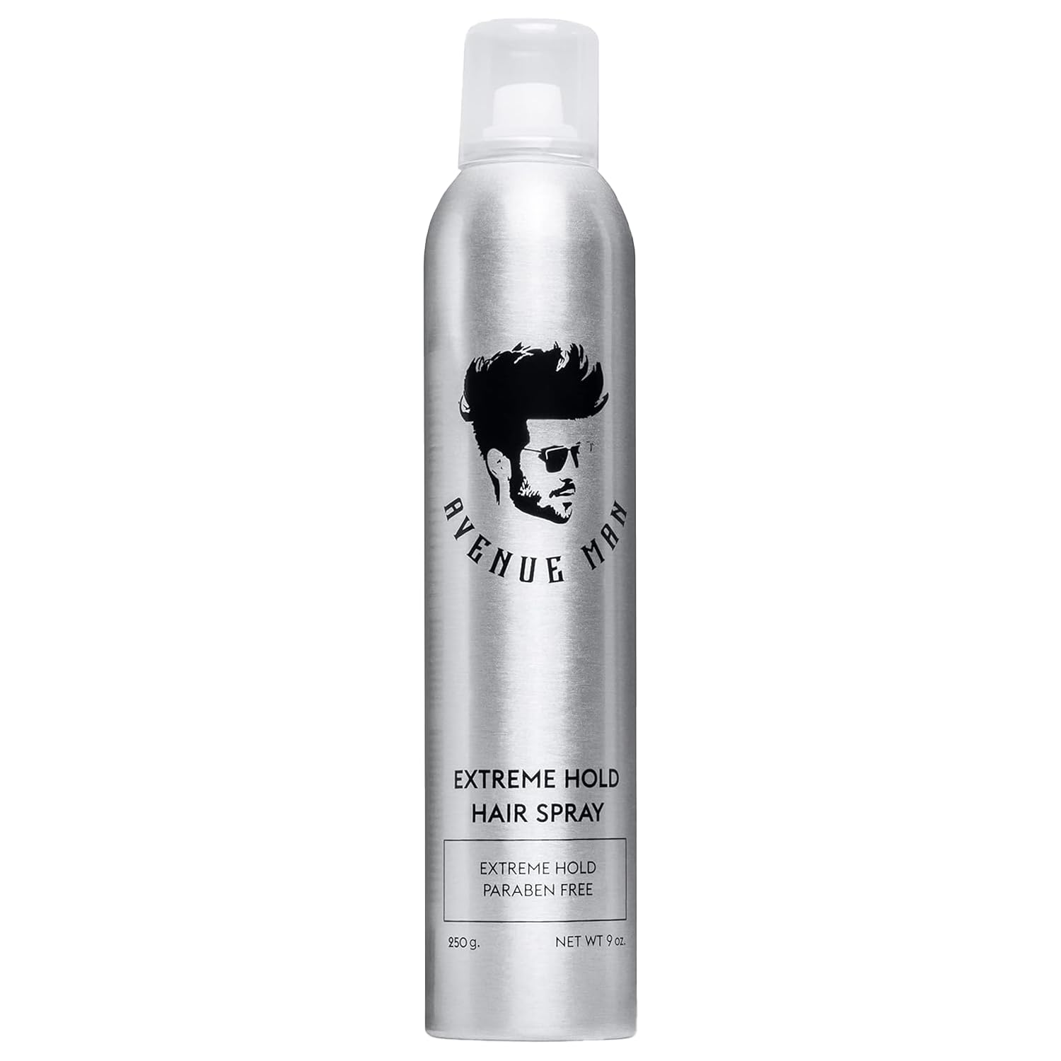 Avenue Man Extreme Hold hairspray bottle ready to style all day.