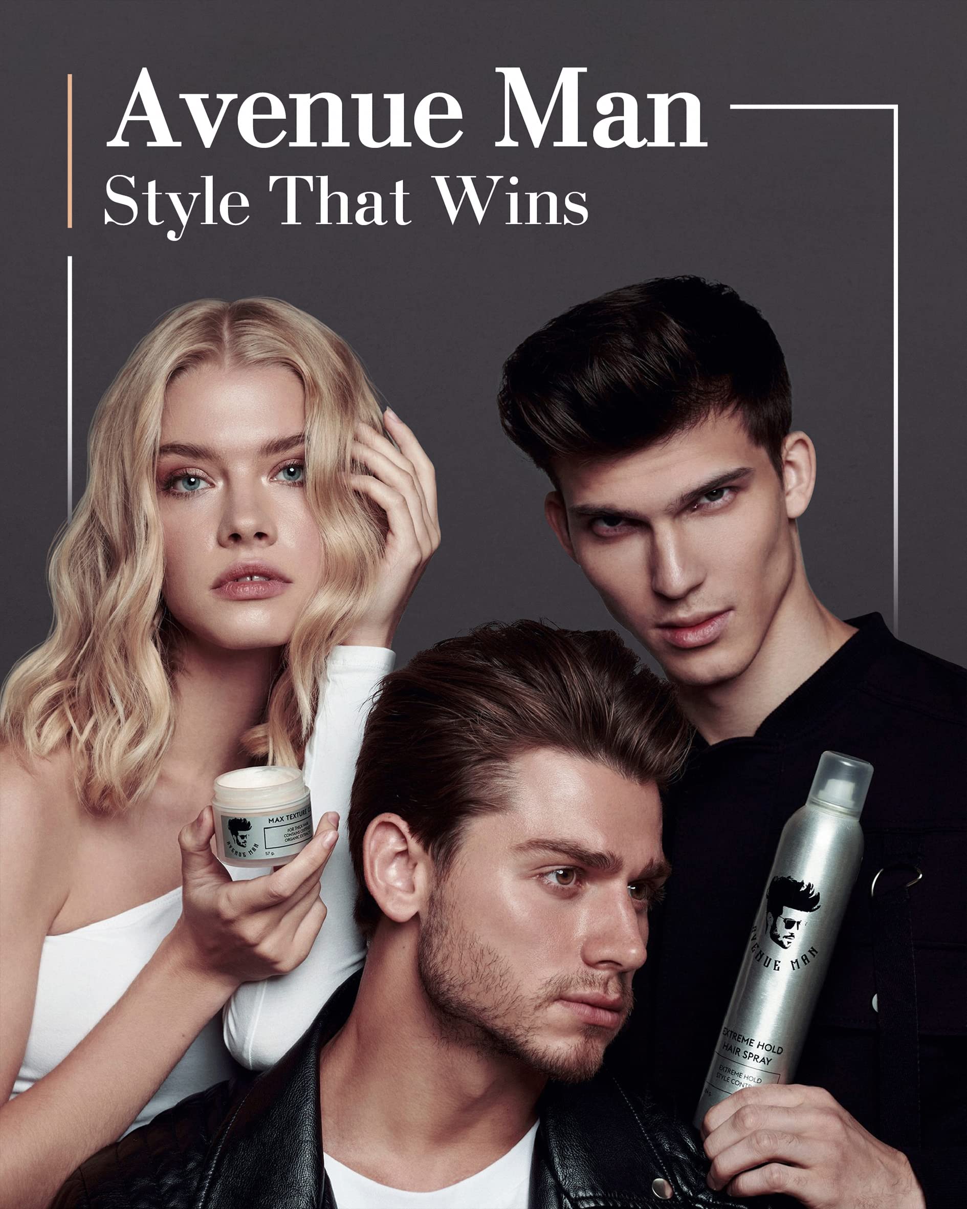 Avenue Man Extreme Hold mist being applied for quick setting.