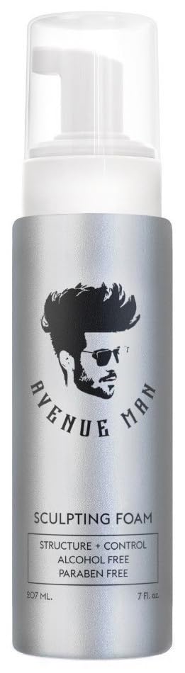 Avenue Man Sculpting Foam bottle offers lightweight lift for versatile styling.