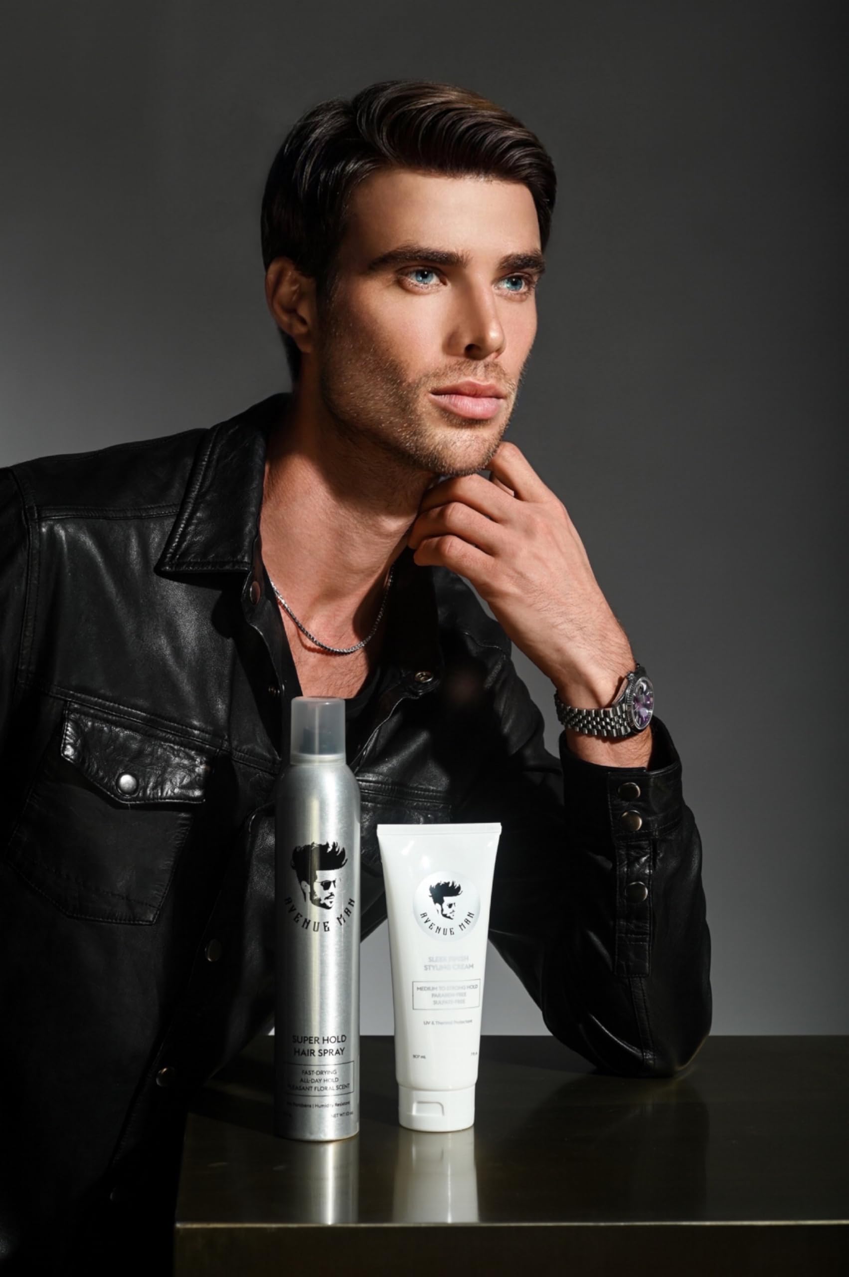 Avenue Man Sleek Finish hands applying cream for quick styling in mornings