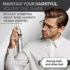Avenue Man Super Hold Hairspray applied to fine hair for strong yet flexible hold.