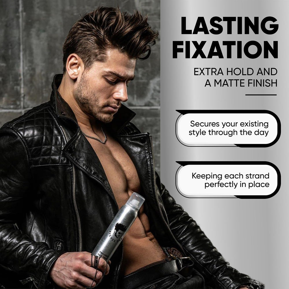 Close-up of Avenue Man Texture Spray being applied to hair texture.