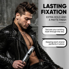 Close-up of Avenue Man Texture Spray being applied to hair texture.