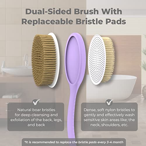 Avilana Style 2 dual-bristle back scrubber with detachable heads for customization