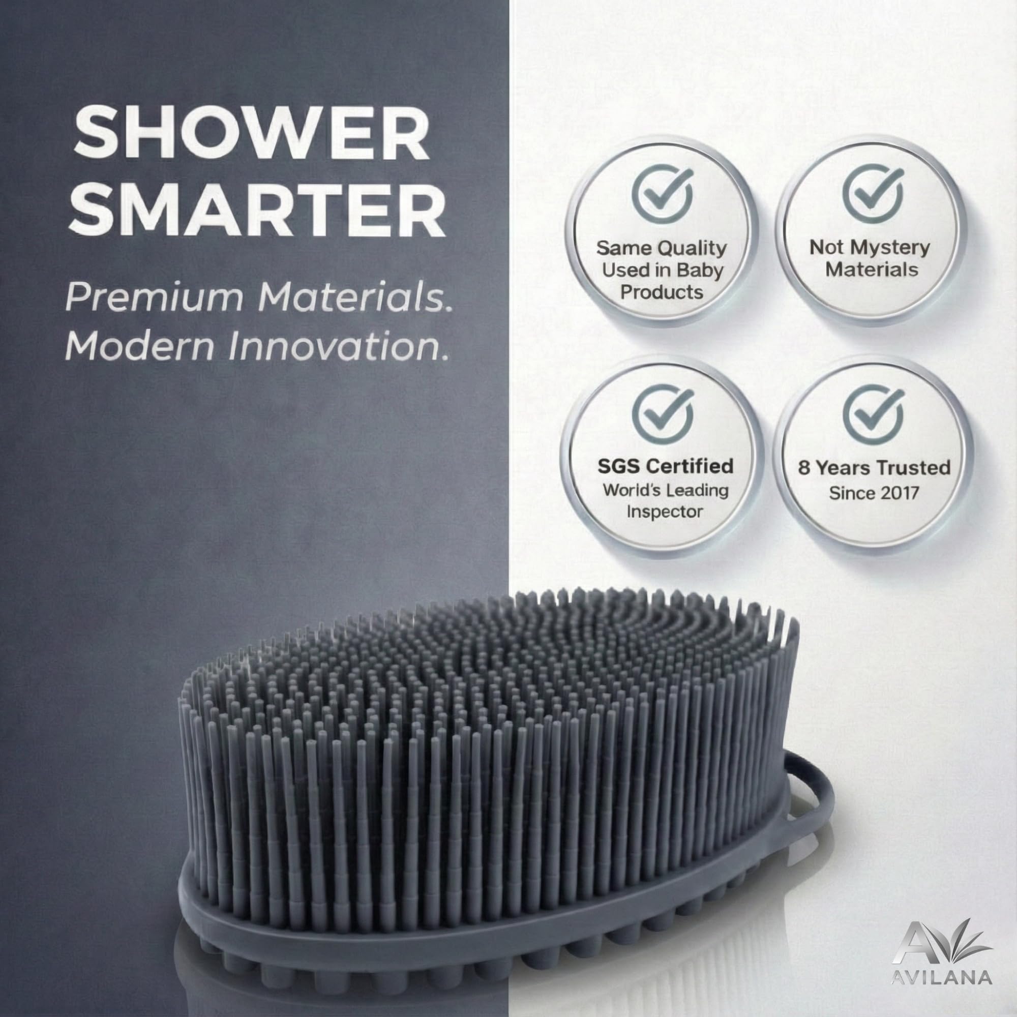 Avilana silicone body scrubber ergonomic grip for secure use