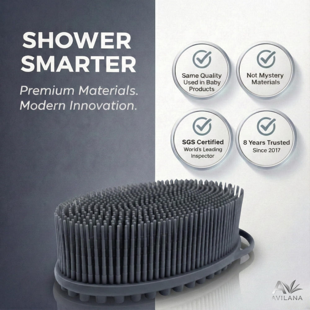 Avilana silicone body scrubber ergonomic grip for secure use