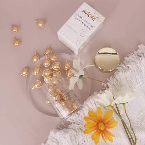 AVIORI Ceramide Capsules Serum capsules pour demonstrates precise daily dosage