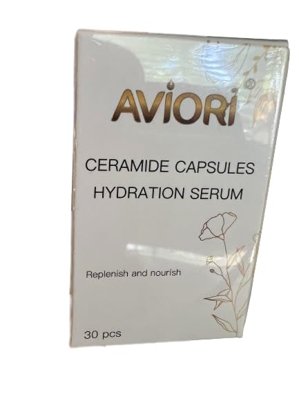 AVIORI Ceramide Capsules Serum label closeup emphasizes clean, vegan-friendly ingredients