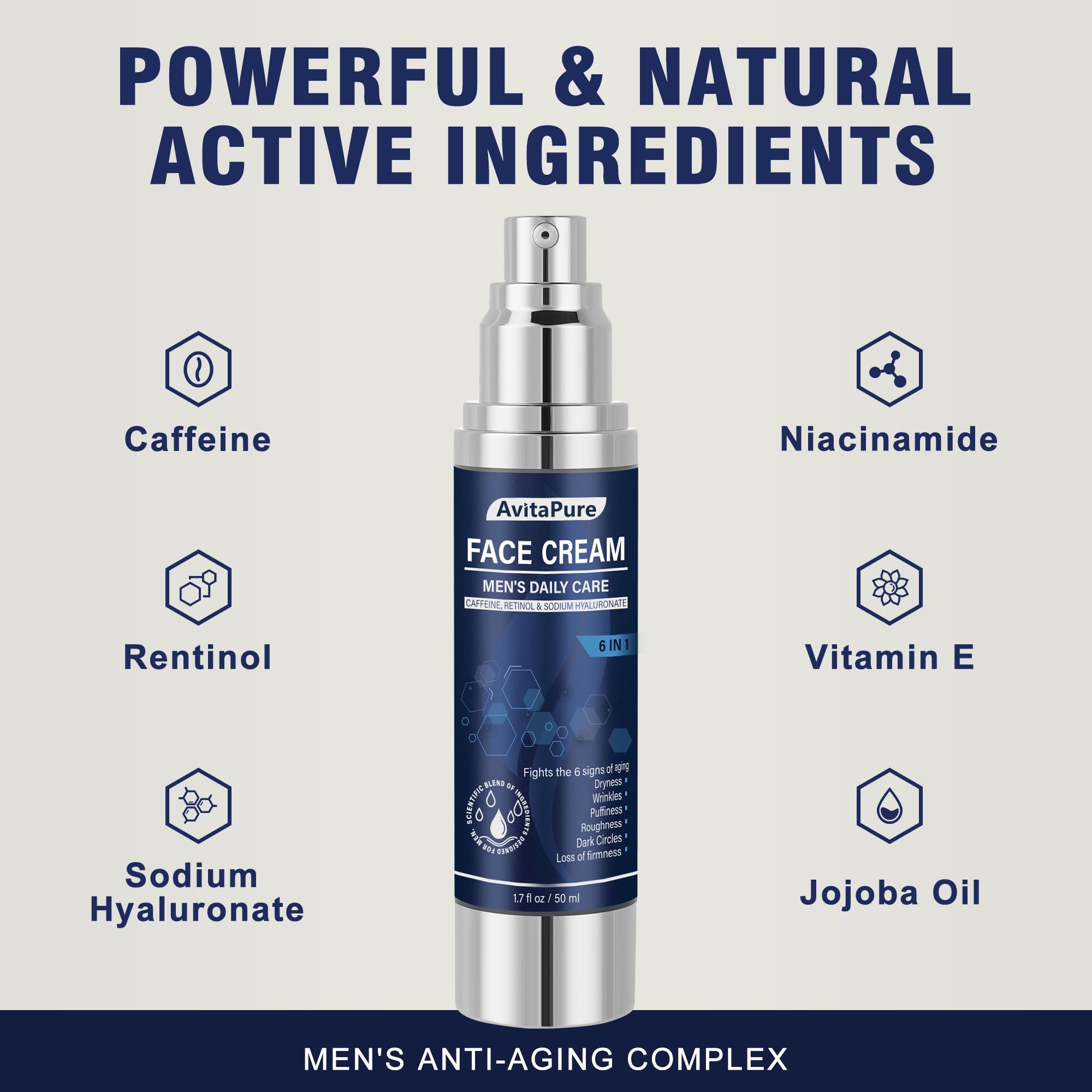 AVITAPURE retinol caffeine formula highlighting active ingredients