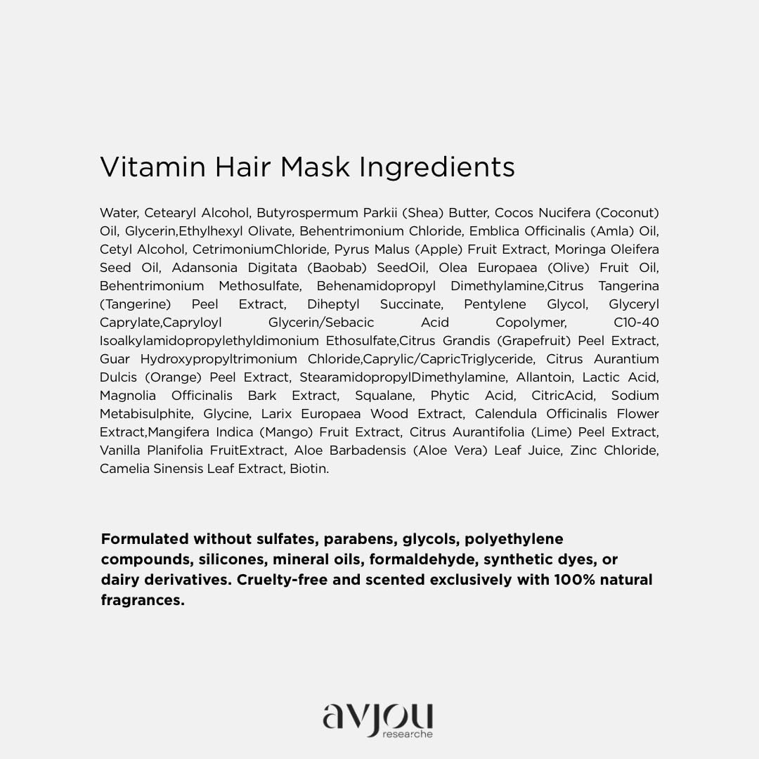 Avjou Researche Vitamin Mask hair softness and subtle shine after use.