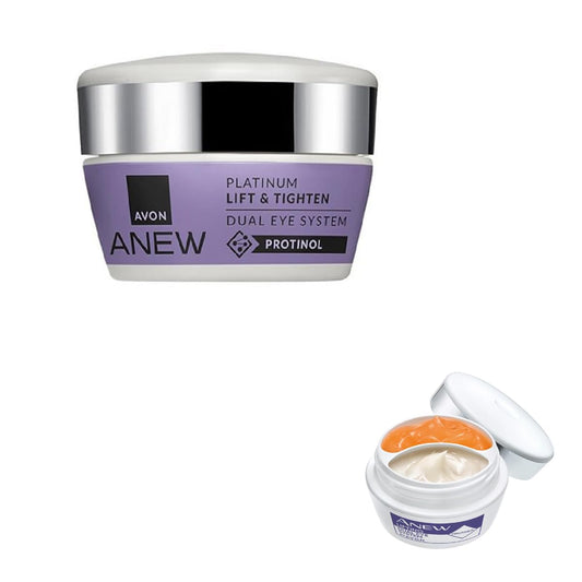 AVON ANEW Brightening Dual Eye System tube closeup showing fragrance-free, lightweight eye cream