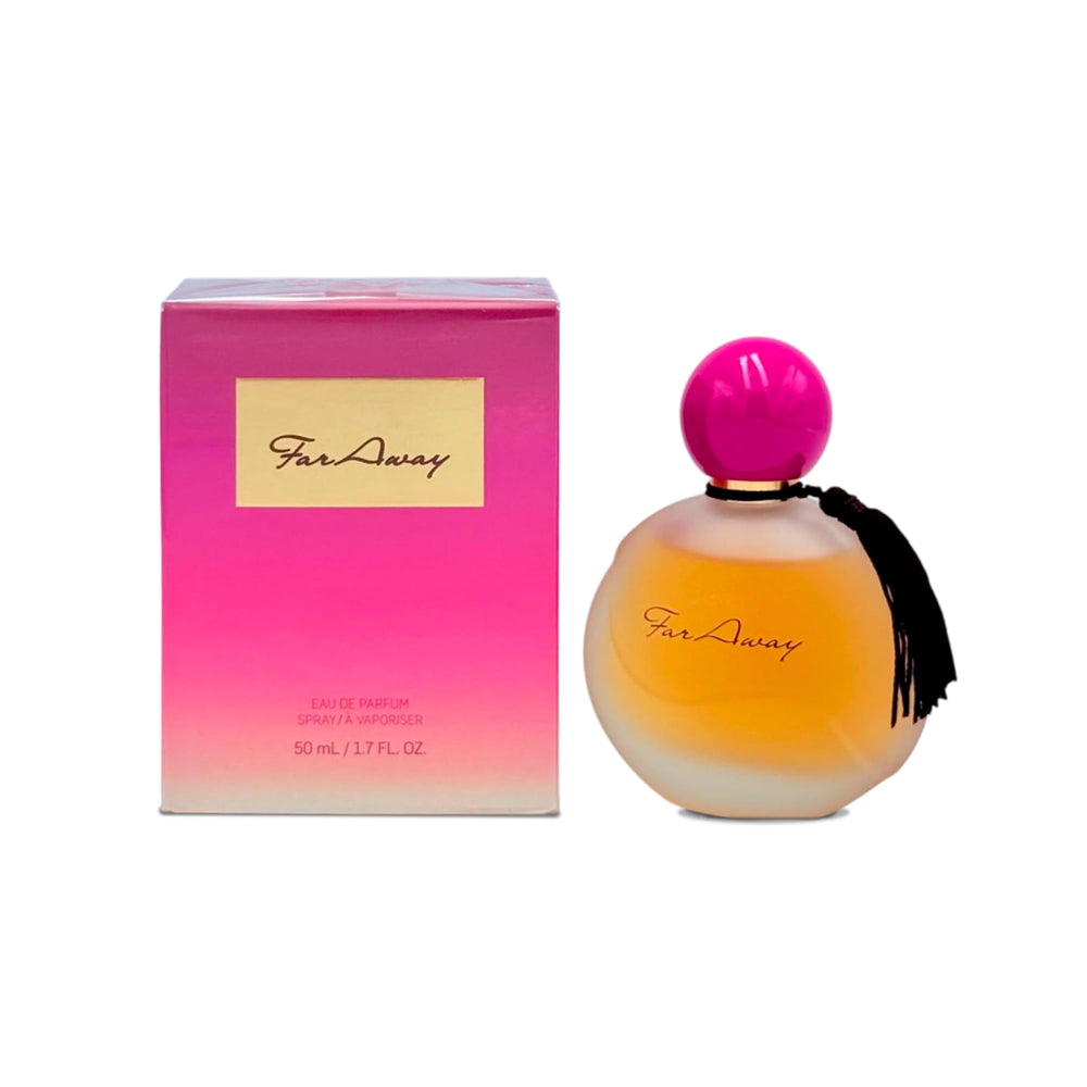 Avon's Far Away EDP bottle, elegant gift-ready design for evening wear