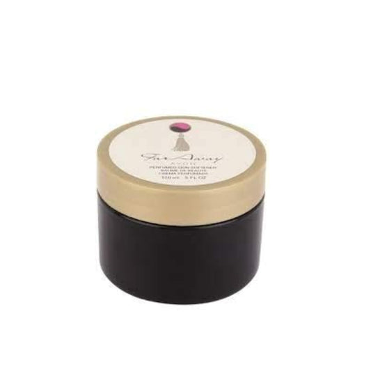 AVON Far Away perfumed skin softener bottle showing silky skin feel and long-lasting scent.