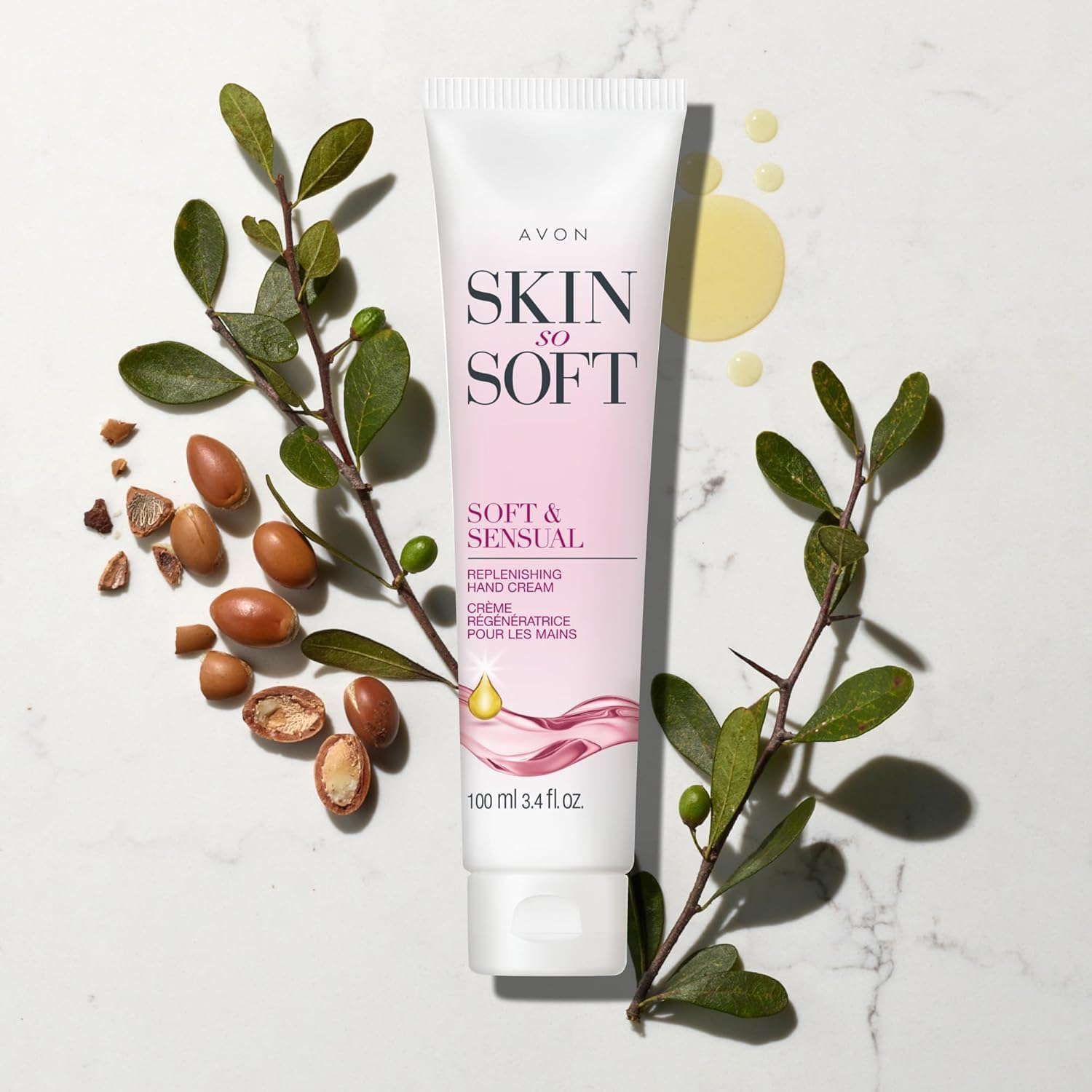 AVON Skin So Soft four-pack fragrance swatch showing soft, inviting scent.