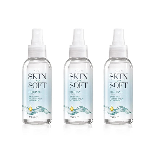 AVON Skin So Soft Original Dry Oil Spray bottle showcasing quick hydration and light absorption.
