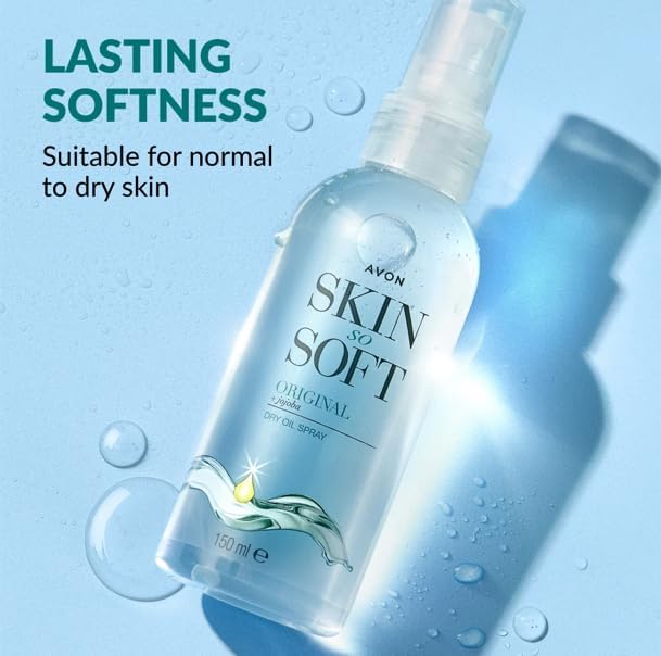 Packaging visuals showing the AVON Skin So Soft Dry Oil Spray twin-pack