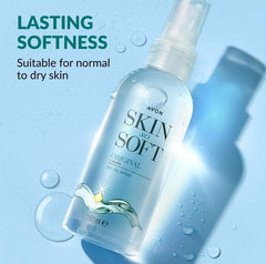 Packaging visuals showing the AVON Skin So Soft Dry Oil Spray twin-pack