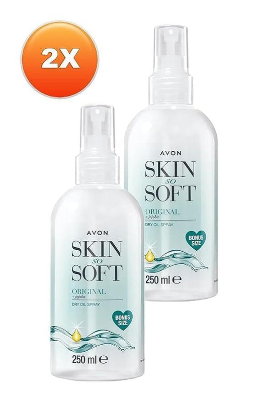 AVON Skin So Soft Original Jojoba Dry Oil Spray close-up showing lightweight fast-absorbing texture