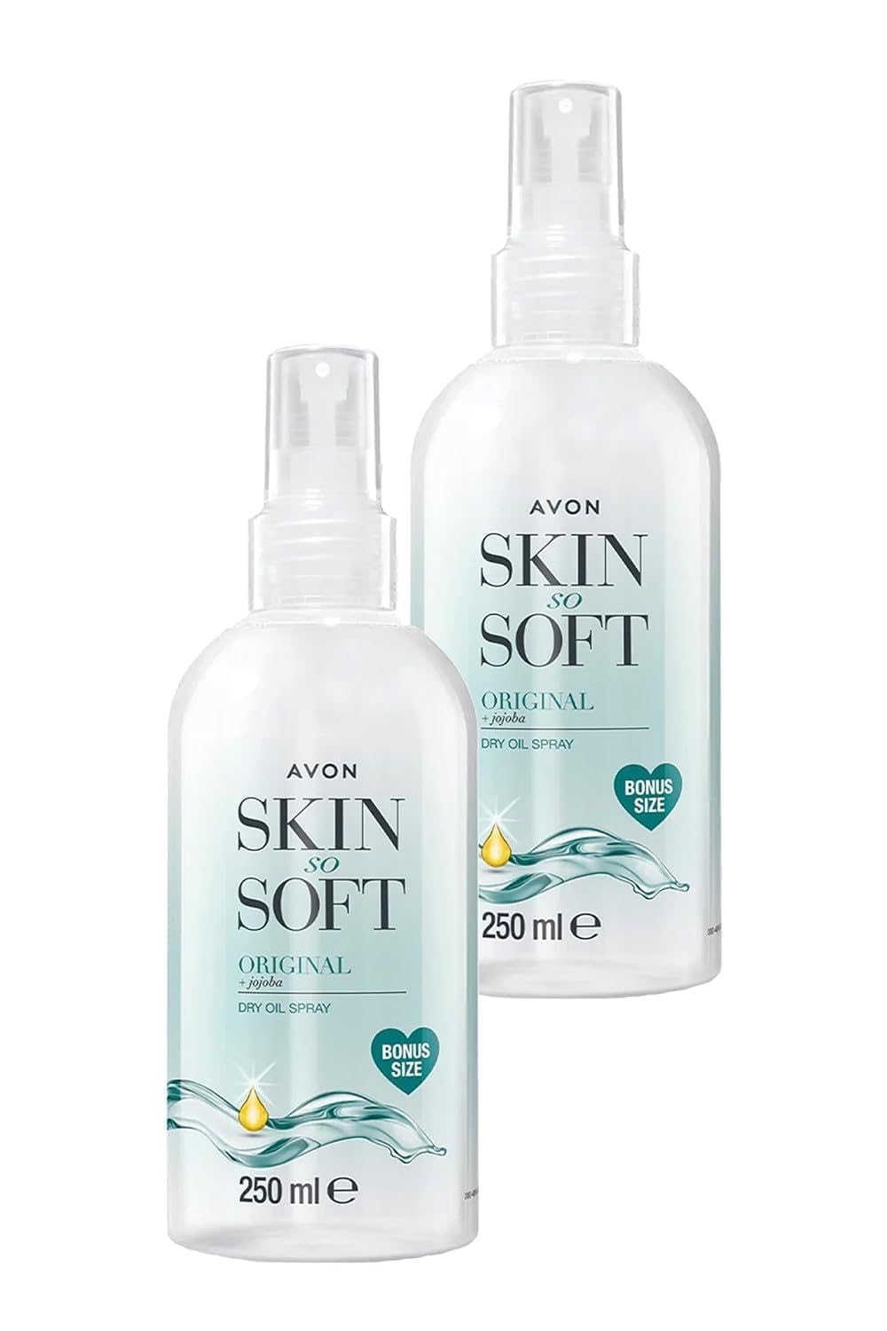 AVON Skin So Soft Original Jojoba Dry Oil Spray two-pack bottle for quick hydration