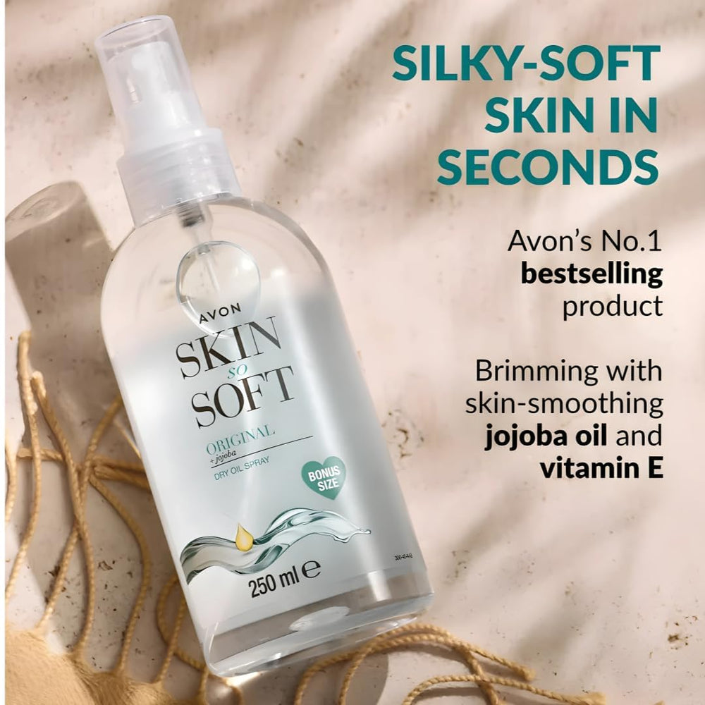 AVON Skin So Soft Original Jojoba Dry Oil Spray silky finish after application