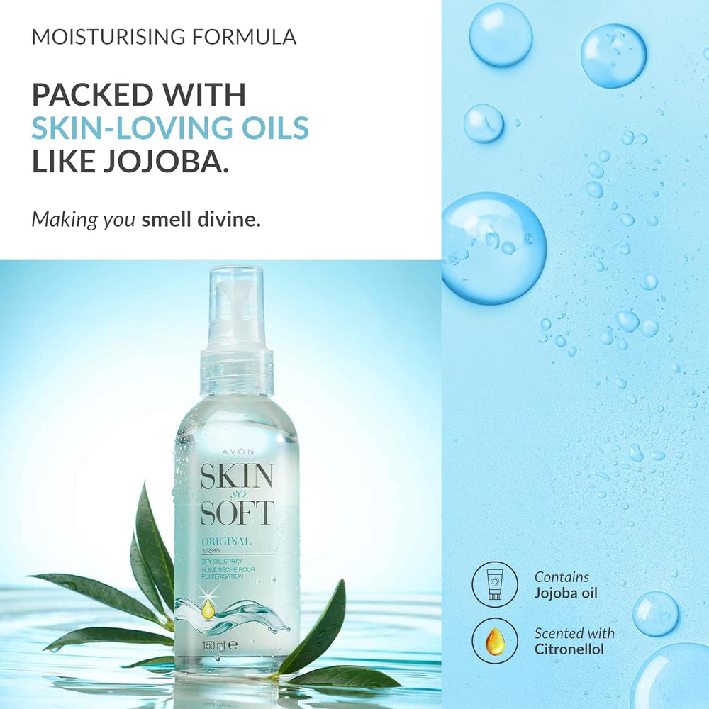 AVON Skin So Soft Original with jojoba oil nourishes and softens skin.