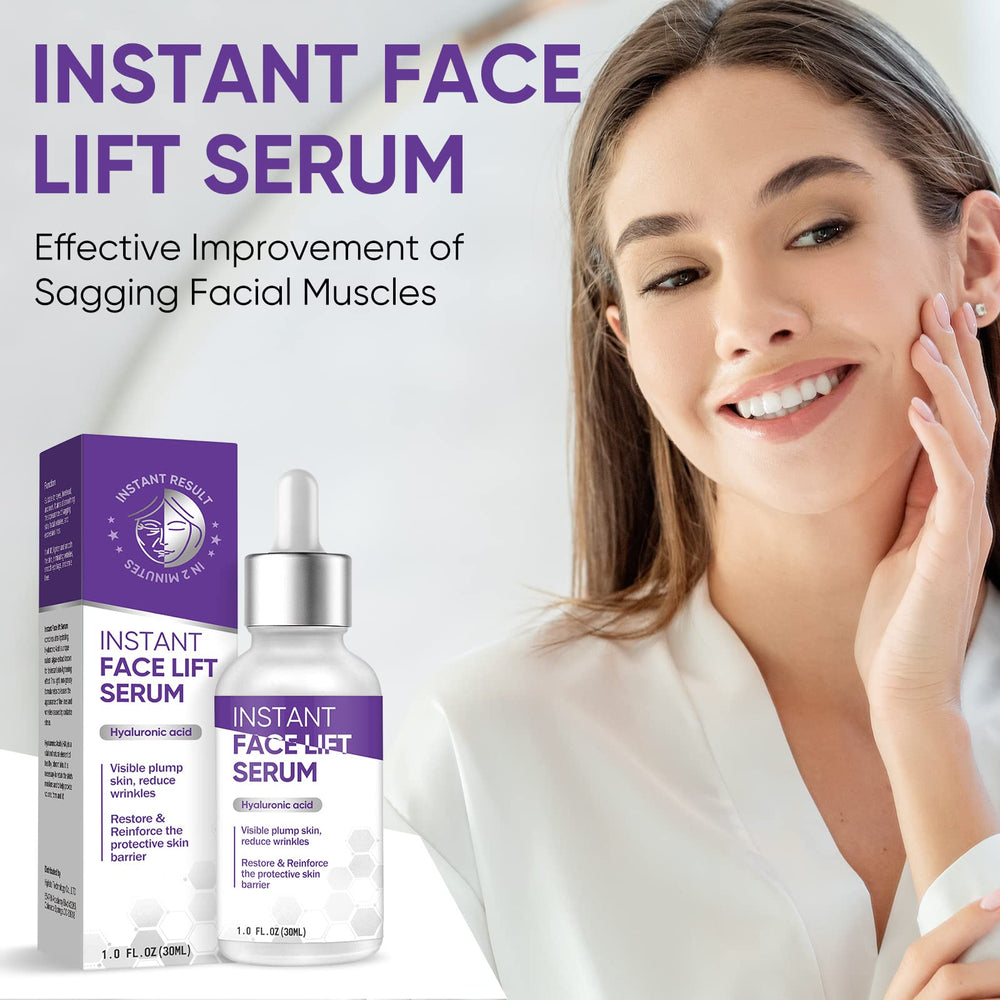 Close-up of AVPAVP serum being applied to the jawline for lifting.