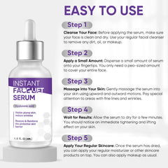 Jawline and neck application showing lifting effect with AVPAVP serum.