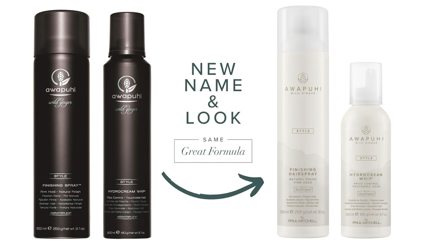 Awapuhi Wild Ginger Finishing Spray bottle for humidity-resistant, natural finish hold.