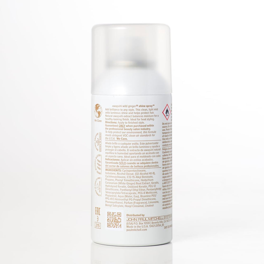 Awapuhi Wild Ginger Shine Spray eco-packaging highlighting PCR materials.