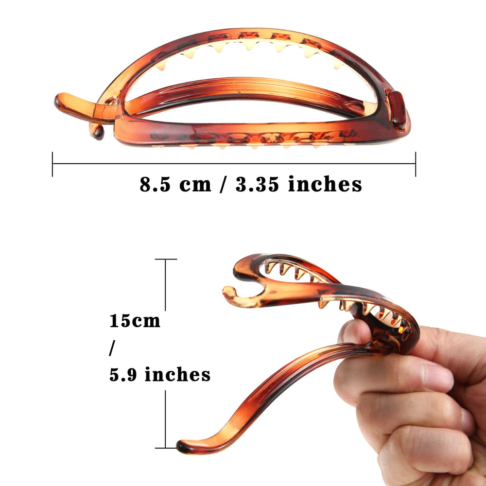 Flat clip securing a bun for a neat, low-profile look with AWAYTR