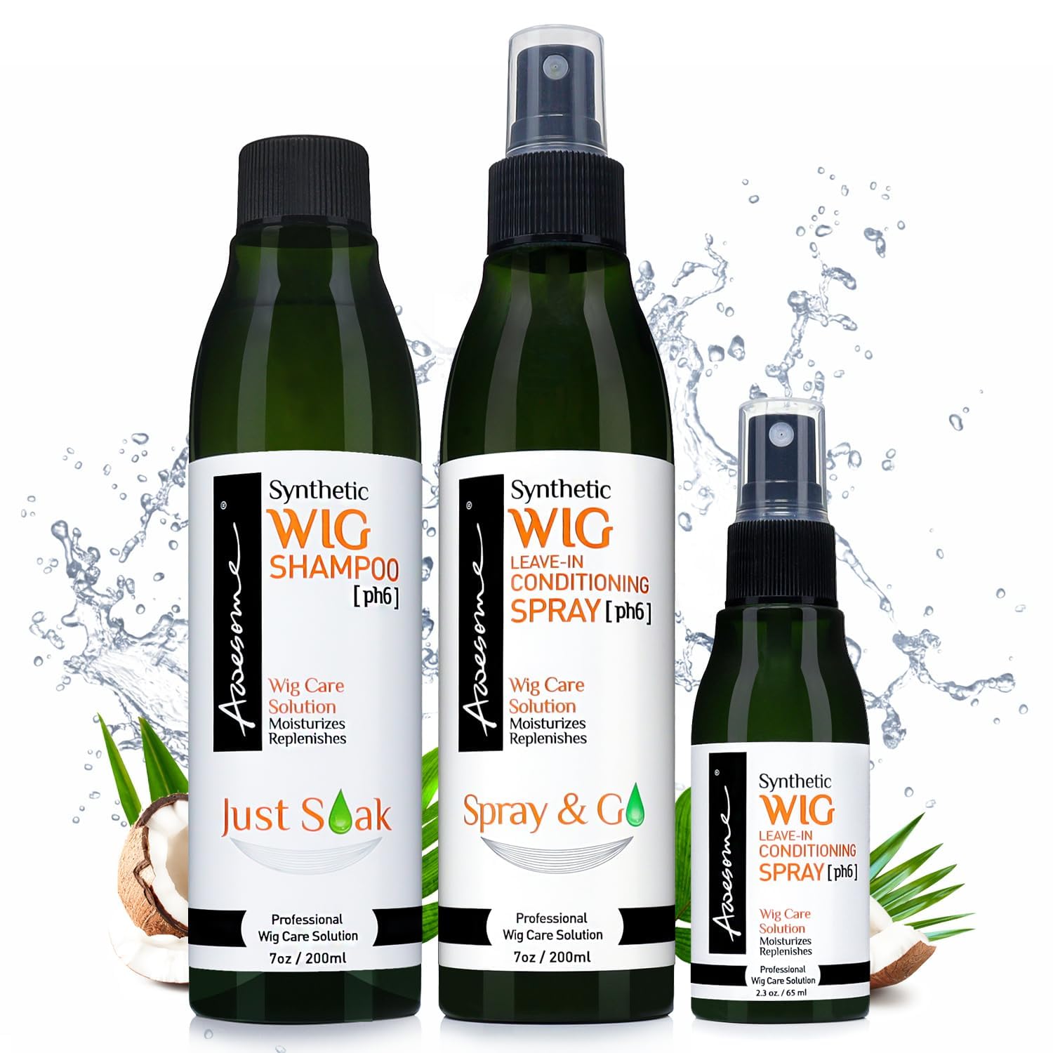 Awesome Synthetic Wig Shampoo bottle shown for gentle cleansing and residue-free refresh.