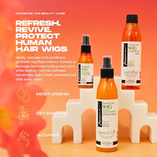 Awesome wig conditioner spray bottle close-up for easy detangling and softness.
