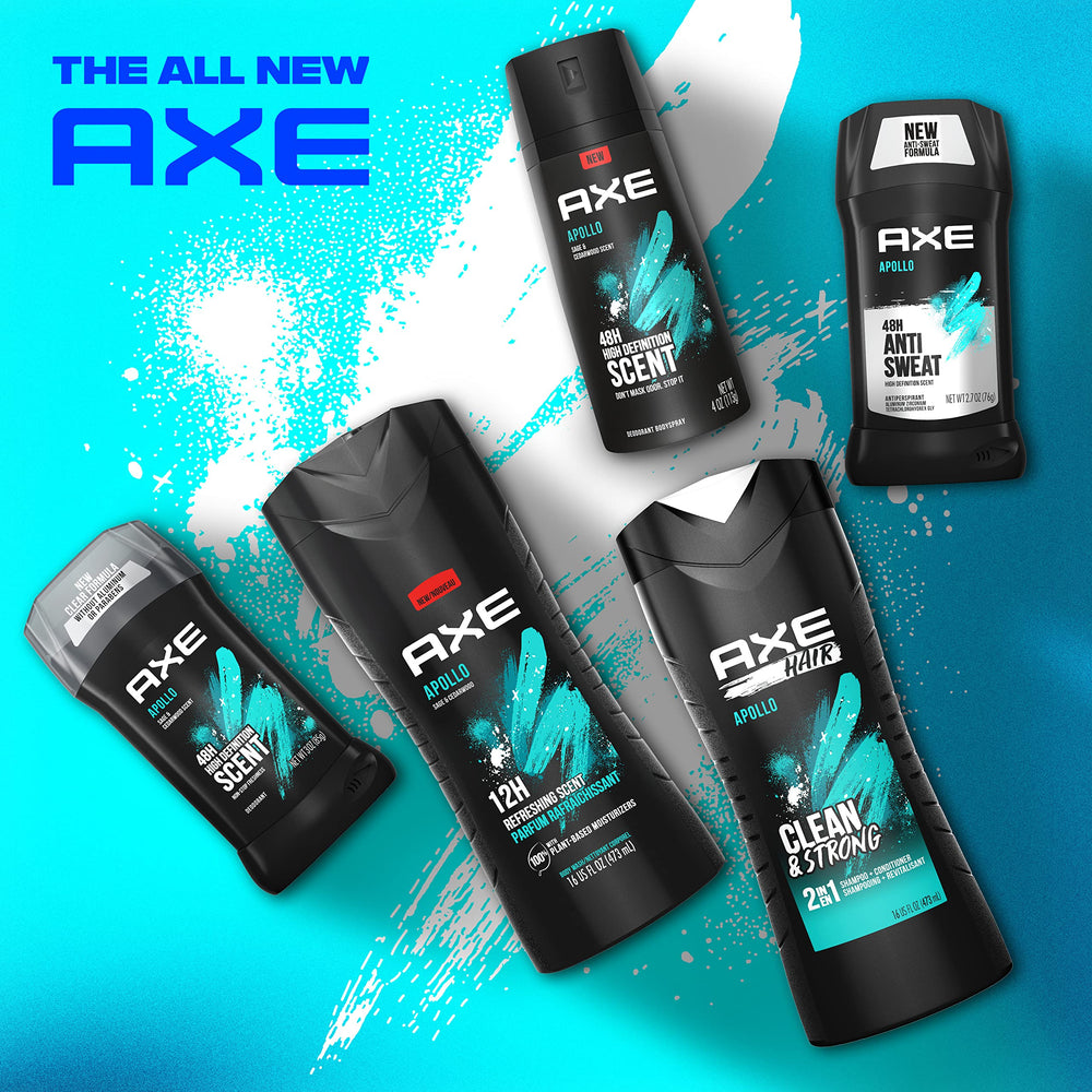AXE Apollo 4 oz packaging highlights compact, travel-friendly size