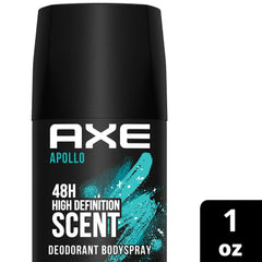 Travel-size AXE Apollo in a toiletry bag for flights