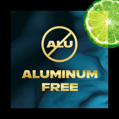Cap close-up emphasizing aluminum-free formula and refreshing scent