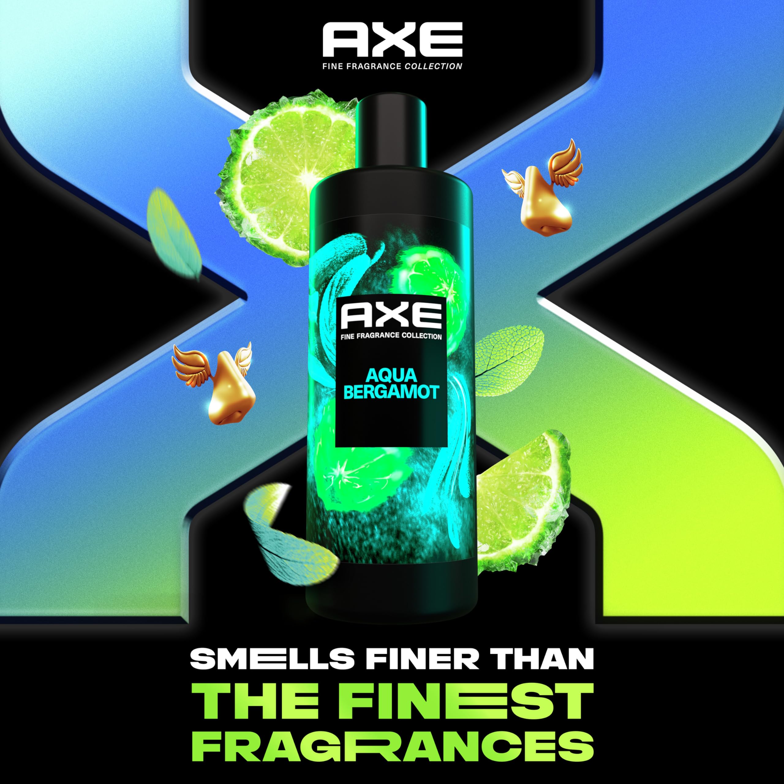 Rich AXE Aqua Bergamot foamy lather promises a refreshing shower experience