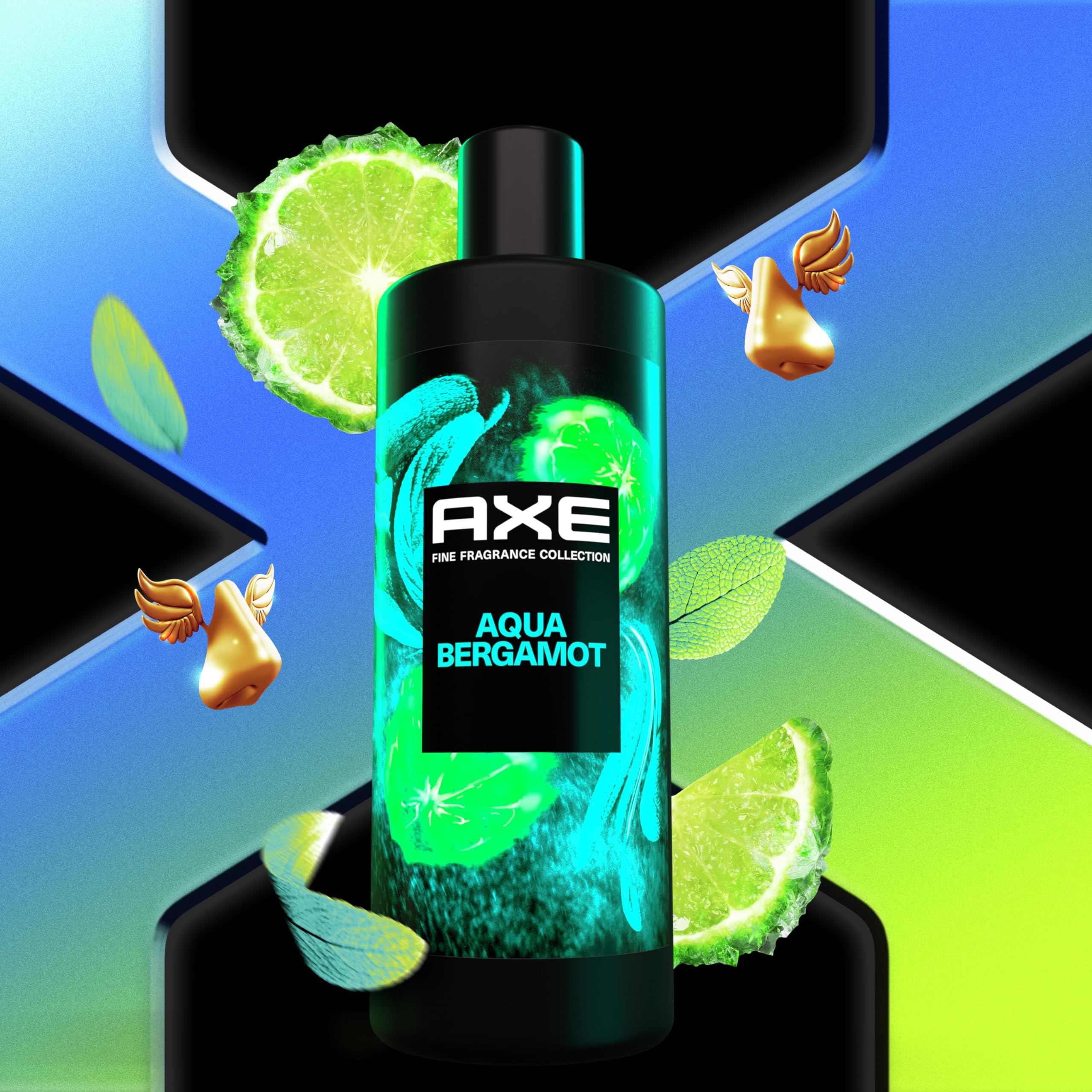 Shower scene with AXE Aqua Bergamot bottle on the shelf for daily ritual