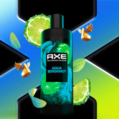 Shower scene with AXE Aqua Bergamot bottle on the shelf for daily ritual