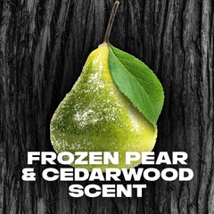 AXE Black fragrance swatch shows frozen pear and cedarwood notes