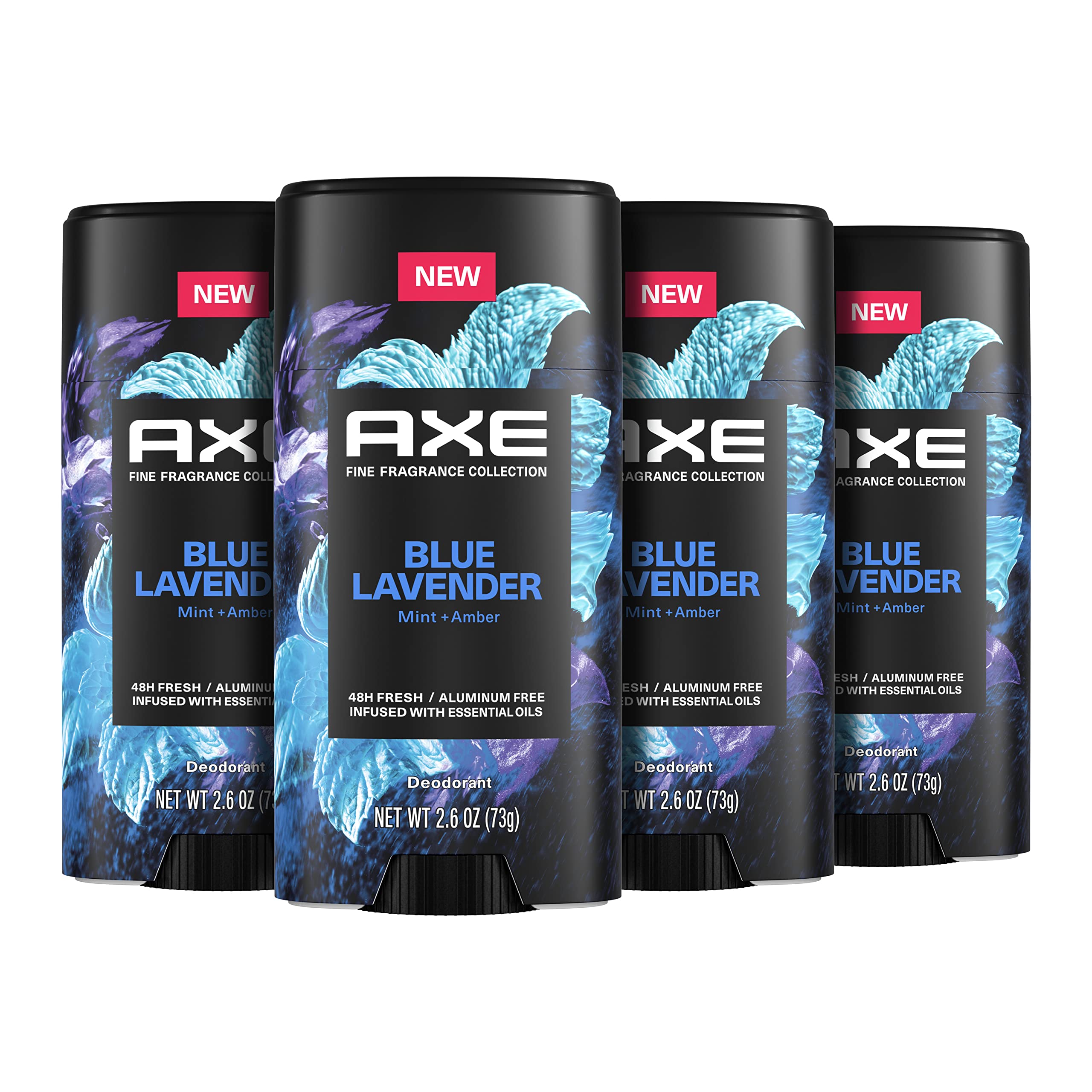 AXE Blue Lavender deodorant stick 4-count for all-day freshness and odor protection.