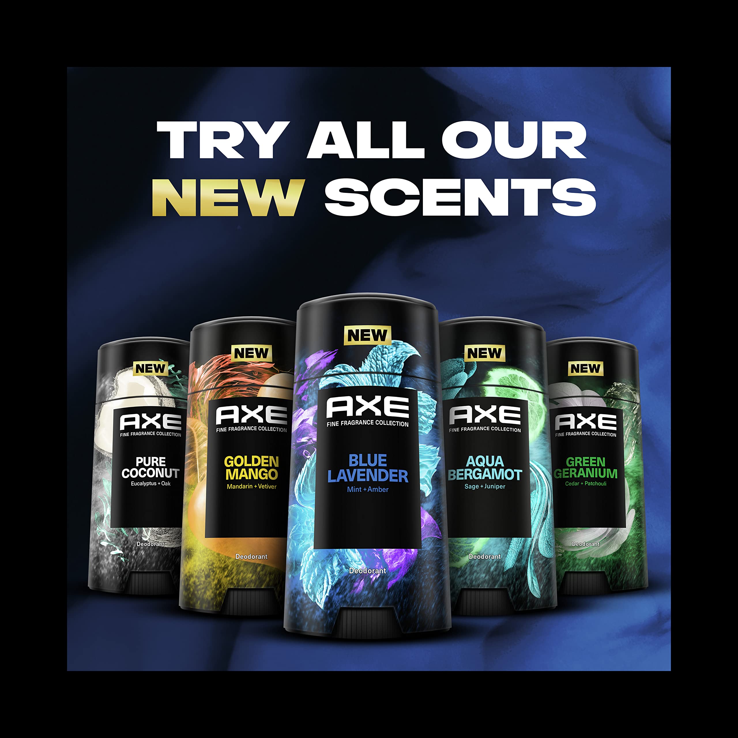 AXE Blue Lavender perfumer-inspired branding on bottle accent.