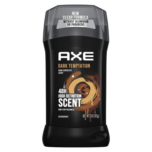 AXE Dark Temptation deodorant stick front view showing smooth glide and lasting fragrance